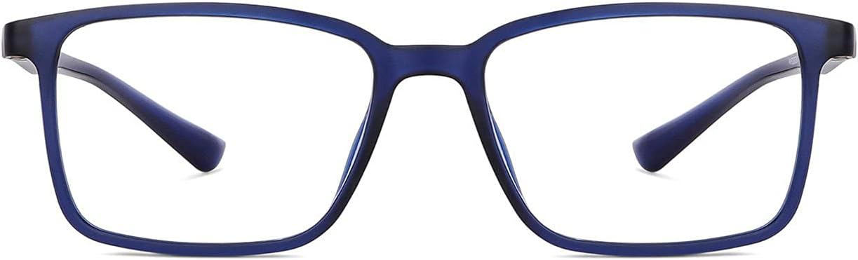 | Zero Power Blue Cut Computer Glasses| Gaming Glasses | Anti Glare, Lightweight & Blocks Harmful Rays | UV Protection Specs | Men & Women | Large | LB E13737