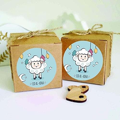 Miniatura 3 de SWYOUN 96 calcomanías de diseño de ovejas Eid Al Adha, decoraciones de fiesta, suministros para fiestas musulmanas islámicas (azul)