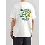 Tシャツ メンズ レディース ティーシャツ グレイトフルデッド 半袖 綿100% T-Shirts 肩落とし 丸襟 通勤 通学 日本からの発送 White L