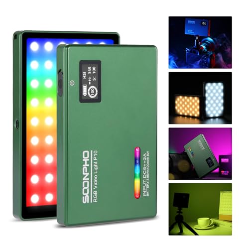 SOONPHO LED撮影用ライトRGBビデオライト 2500K-8500K CRI>97 360°フルカラー 高輝度照明 4400mAh 静音 小型 軽量 超薄型 USB充電式 一眼レフカメラ/スマホ/YouTube/tik tok などに適用 適格請求