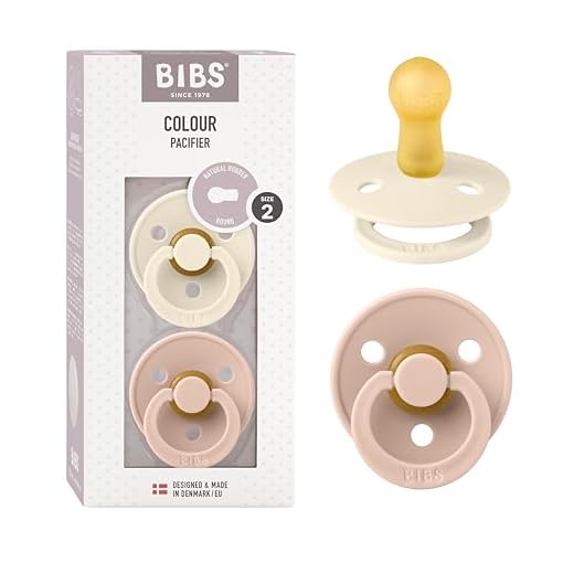 BIBS Pacifiers | Natural Rubber Baby Pacifier | Set of 2 BPA-Free Soothers | Made in Denmark | Blush/Ivory | Size 6-18 Months