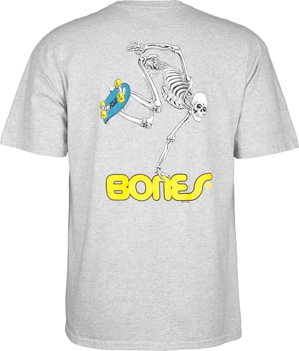 Powell-Peralta Skateboard Skeleton T-Shirt, Gray, Medium