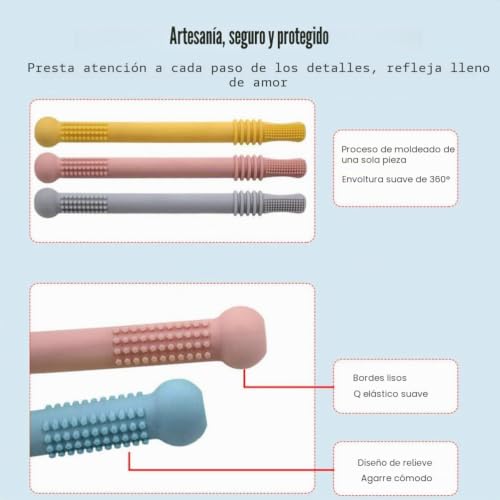 Miniatura 4 de 4 Tubos De Mordedor Huecos, Dentición, Juguetes Sensoriales Para Masticar Bebés A Partir De 0 Meses, A Prueba De Refrescos, Texturas Suaves, Varita Molar Para Bebés Y Niños Pequeños