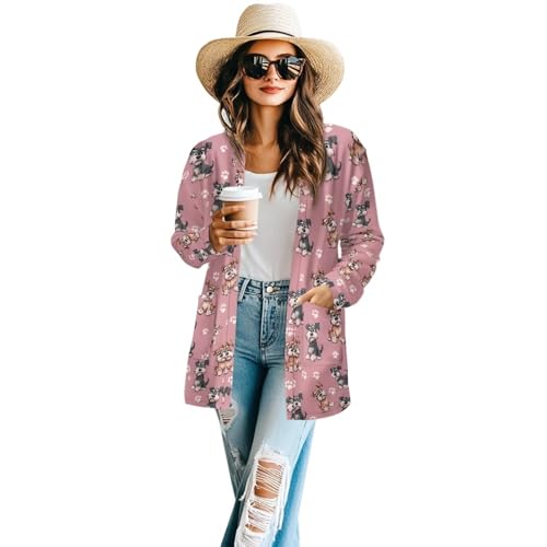 Image of Women's Open Front Cardigan Long Sleeve Loose Sweater Lightweight Soft Cardigan Jackets