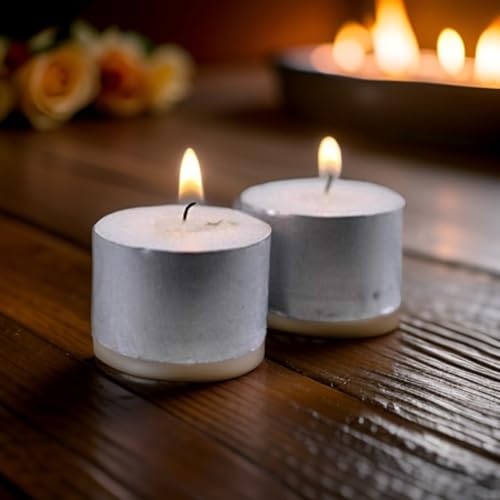 Image of Ein Sof Jumbo Tealight Candles - 9 Hour Long Burn Time - Unscented, Smokeless & Dripless Pure Wax - White Tea Lights for Home Decor, Diwali, Spa Emergency & Blackout (40 Pcs)