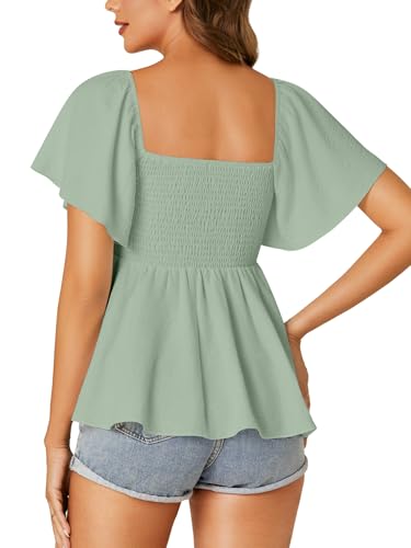 Image of LYANER Women's Square Neck Cute Peplum Top
