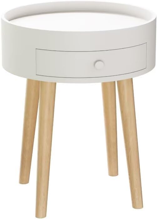 Modern Coffee Table with Drawer, Bedside Table, Sofa Side Table, Oak Table Legs, Suitable for Living Room and Bedroom