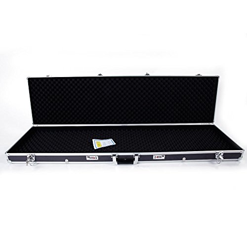 Kcelarec 53" Portable Aluminum Rifle Gun Hard Case Locking Long Gun Storage Box Pistol Handgun Lock Box With Thick Padded Foam (Black) #TOP3