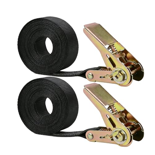 2 Pack Heavy Duty Ratchet Tie Down Straps - Adjustable Premium Tensioning Straps 6M x 25mm. Secure Solutions for Motorcycle Car Trailer Cargo & Home Moving