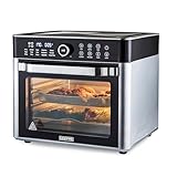 GEEPAS 22L Air Fryer Oven | Countertop Convection Mini Toaster Oven with Digital Display Timer Temperature Control | Double Glass Door 15 Preset Mode - Airfry/Roast/Bake/Dehydrate | Family Size 1700W