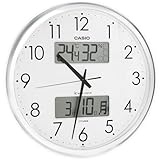 CASIO(カシオ) 掛け時計 壁掛け時計 電波時計 シルバー アナログ 生活環境 温度 湿度 カレンダー 表示 ITM-650J-8JF