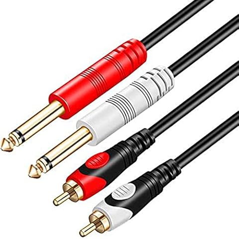 Tan QY RCA to 1/4 Cable 10Ft,Dual 1/4 inch 2 x 6.35mm TS Mono Male Jack to Dual RCA Male Audio Cable, for Phono Microphone Mic Mixer Amplifier,RCA Audio Wire Cords, Interconnect Cable (3M/10Ft) Cover
