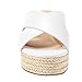 PIZZ ANNU Women's Misty Criss Cross Platform Wedge Sandals Open Toe Espadrille Flatform Heel Sandals for Ladies Casual Summer Fashion Slide Shoes, White 6.5