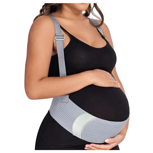 MAMODY Belly Bands For Pregnant Women Maternity Belt Pregnancy Belly Support Band Adjustable Pregnancy Belt with Back Brace Straps (Gray, Medium)