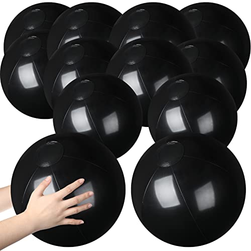 Raiten 24 Pcs 12 Inch Black Beach Ball Bulk Large Inflatable Ball Floating Ball for Swimming Pool Party Favors Summer Outdoor Activities Birthday Party Supplies