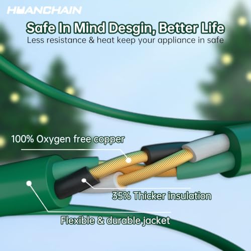 Image of HUANCHAIN Indoor Outdoor Green Extension Cord 15 ft 2pcs Waterproof