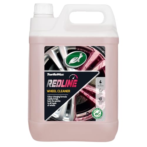 Turtle Wax Redline Wheel Cleaner Colour Changing Acid-Free Formula 5l Pack of 1 Heavy Duty Wheel Tyre and Break Cleaner Removes Dirt Iron and Break Dust Suitable for All Wheels