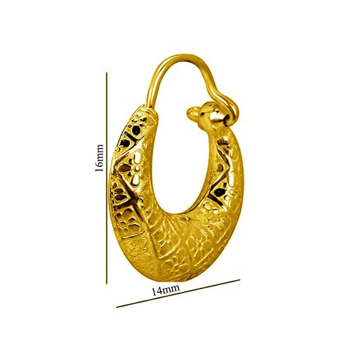Image of SIVYAA Men's Single Piece Kaju Shape Bali Hoop Earrings | Pure 925 Silver | Size 10 mm to 16 mm | Textured Piercing Ear Ring | Bold Cool Look | Gift Item 4 Men Boys Kids | 6 Month Warranty, 1 Pcs