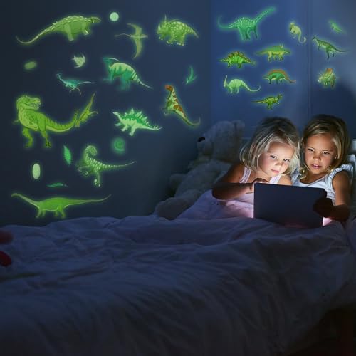 4 láminas de vinilos de dinosaurios que brillan en la oscuridad miniatura 7