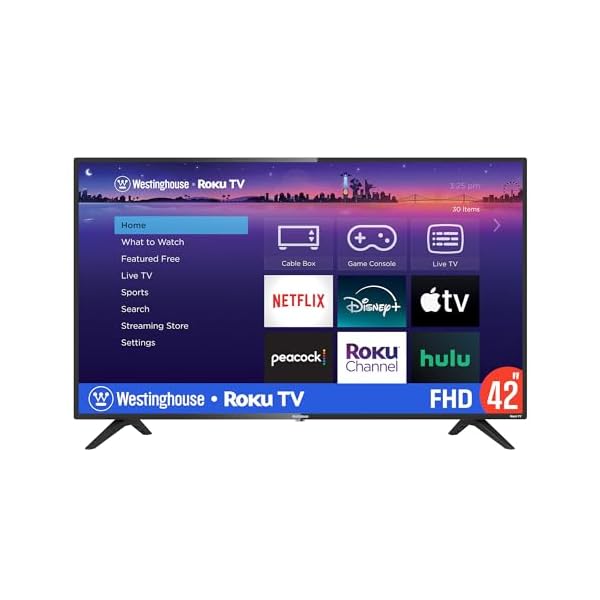 Westinghouse Roku TV – 42 Inch Smart TV, 1080P LED Full HD TV with Wi-Fi Connectivity and Mobile App, Flat Screen TV Compatible with Apple Home Kit, Alexa and Google Assistant