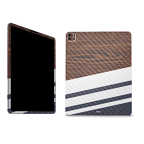 Image of MightySkins Carbon Fiber Skin Compatible with Apple iPad Pro 12.9 inch M2 6th Gen (2022) Full Wrap Kit - Wood Formal | Protective, Durable Textured Carbon Fiber Finish | Easy to Apply | Made in The USA
