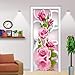 FLFK 3D Flor Rosa círculo Adhesivo Vinilos Puerta Pegatina Pared Murales para Cocina Sala de Baño Decorativos 77X200cm