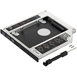 POPPSTAR Adaptador DVD a SSD HDD 2,5” Disco Duro (7mm, 9,5mm) en la Unidad CD/DVD Caddy 9.5 SATA 3 (portatil, Laptop), Juego Caddy Drive