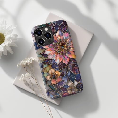 Image of Goodon for iPhone 14 Pro Max Case Cute - Wireless Charging Compatible - Dual-Layer Hard Shell + Silicone Cover - Protective Phone Case with Trendy Designs for Women - Blooming Purple Flower