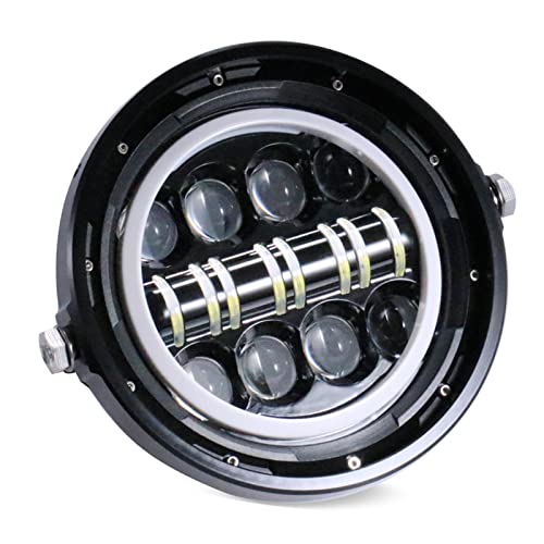 Phare LED Universel 7 Pouces avec DRL et Anneau de Garniture Moto Harley
