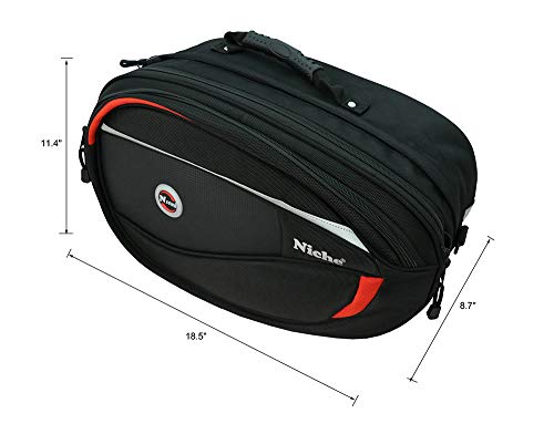 Niche 2Pcs Deluxe Motorcycle Saddle Bag, Side Bag, Pannier For Street Bike And Sports Bike, , Expandable And Waterproof Travel Bag Nmo-8209 #TOP6