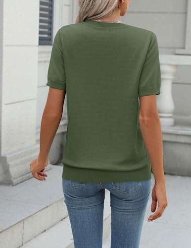 Image of Zeagoo Womens Summer Short Sleeve Tops Crew Neck Lightweight Pullover Sweaters Loose Dressy Casual Blouse Basic Clothes