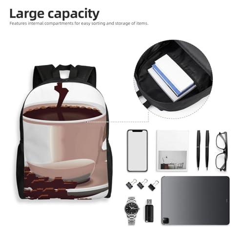 Sac à dos ordinateur portable 15 pouces anti-choc imprimé café - 6