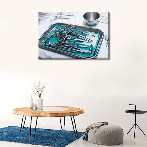 Image of TUMOVO Clinical Laboratory Canvas Wall Art Home Decor Medical Pictures Black and White Wall Art 1 Panel Medical ExaminationPosters and Prints Framed Ready to Hang (16 inch Wx24 H)