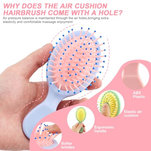 12pcs Mini Wet Hair Brush for Women Teen Girls Toddler Wet Dry Hair, Travel Hairbrush, Valentines Day Bulk Gifts, Bachelorette Party Favors, Bridesmaid Gift Spa Party Supplies, Stocking Stuffers - Image 3