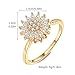 KONPJE Fidget Ring Sunflower Ring for Women Gold Anxiety Crystal Rings Cubic Zirconia Sunflower Spinning Ring Open Adjustable Fidget Sun Rings for Men Trendy Jewelry