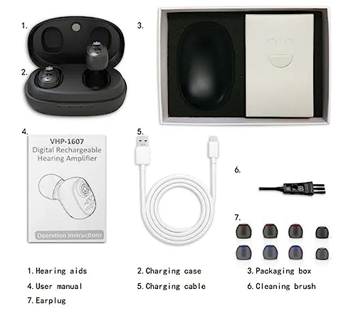 Image of Wireless Hearing AID Rechargeable /MINI CIC Ear Hearing Machine for upto 65% Hearing Loss /Bionic Ear Sound Amplifier for Old Age & Adults (BLACK)