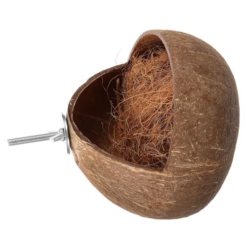 Abaodam 椰子殻製鳥巣箱 小鳥ケージ用休憩ハウス 耐久性パラキート用装飾 インコやオウムの屋外取り付け可能な自然素材の鳥の寝床