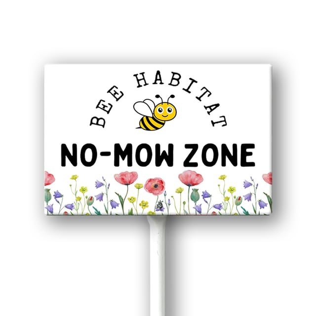Geroclonup No Mow Zone Sign with Metal Stake 8 x 12 Inches No Mow May Yard Sign No Mow Signs Aluminum ​Garden Signs Outdoor for Lawn Yard Garden Decor, Easy to Install