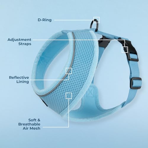 Image of Voyager Aerolite Over The Head Dog Harness, No Pull Breathable Air Mesh Vest, Quick Dry with Reflective Stitching, Adjustable Escape Resistant Harness for Small Medium Large Dogs - Blue, Medium
