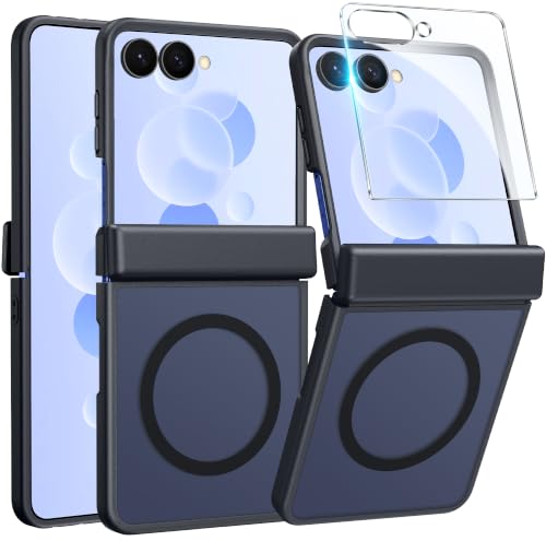 Image of FNTCASE for Samsung Galaxy Z Flip 8 Case: [Hinge Protection + Screen Protector] [Fit for Magsafe] Military Grade Drop Proof, Translucent Matte Protective Phone Cover - Black