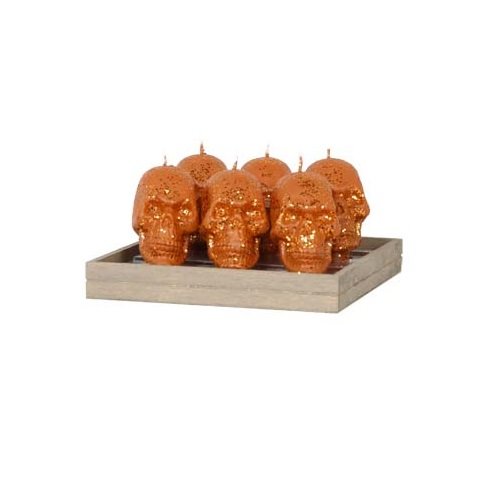 Fantastic Craft Skull Taper Candles, 3-Inch Tall, Copper, Set of 6
