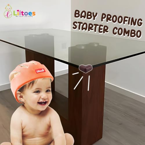 Image of Baby Safety Products Combo | LILTOES Baby Head Protector + Edge Guard for Safety of Kids 6M to 3 Years | Baby Safety Helmet with Corner Guard Protection (Orange+Corner)
