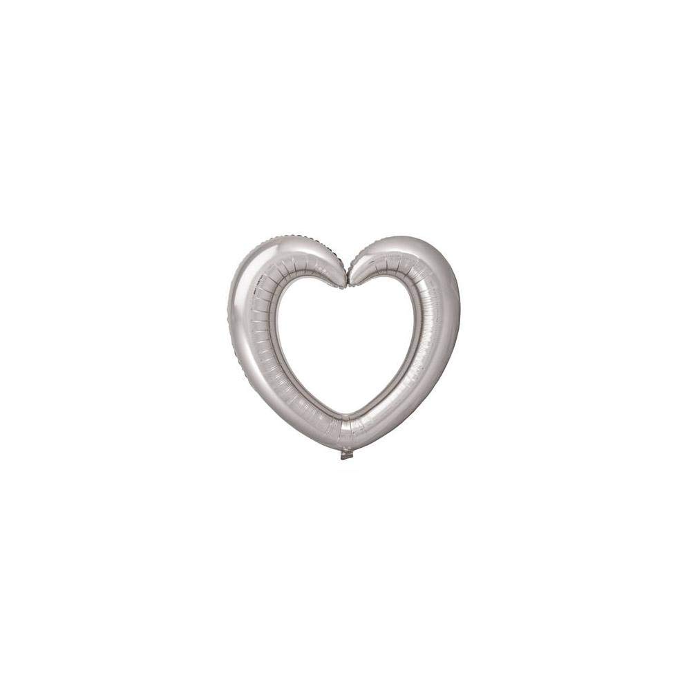 Folat - Foil Balloon Heart-Shaped Picture Frame Silver - 80x70cm