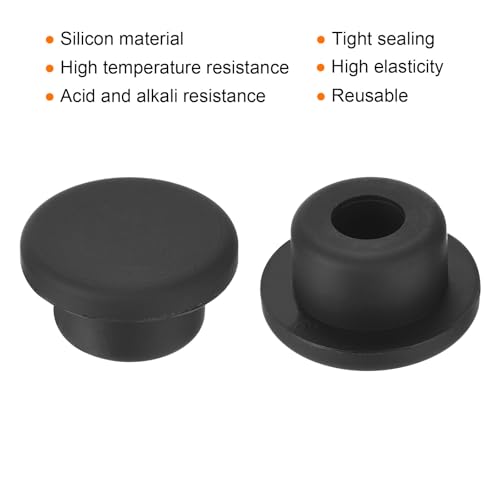 Image of uxcell High Temp Silicone Plug Mount Dia 19mm /0.75 inch t Shaped Rubber Stopper Hole Plugs for Powder Coating Plating Waterproof Plugs Sealing Plugs Black Pack of 5(OD 26.5mm)
