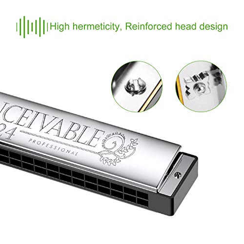 OTraki Harmonica Trémolo 24 Trous Clés de C Harmonica avec Étui et Chiffon de Nettoyage, Musique à Bouche Harmonica pour… - Les Beatles, Paul McCartney, John Lennon, RIngo Starr, George Harrison OTraki Harmonica Trémolo 24 Trous Clés de C Harmonica avec Étui et Chiffon de Nettoyage, Musique à Bouche Harmonica pour… – Image 5