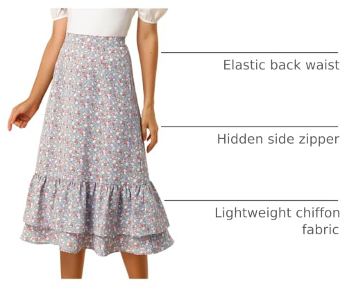 Image of Allegra K Women's Printed Skirt 2025 Weekend Trendy Summer Chiffon Ruffle Tiered Flowy Midi Skirts