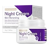 Skin Renewing Night Cream - Niacinamide, Peptide Complex & Hyaluronic Acid Face Moisturizer | Anti-Aging,Reduces Fine Line Appearance, Enhances Skin Elasticity，Suitable for All Skin Types, 1.76 fl.oz