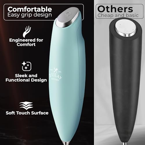 Zulay Kitchen Powerful Milk Frother Wand With Duracell Batteries - Ultra Fast Handheld Drink Mixer - Electric Whisk Foam Maker for Coffee, Lattes, Cappuccino & Matcha - Triple Whisk - Peppermint - image 7