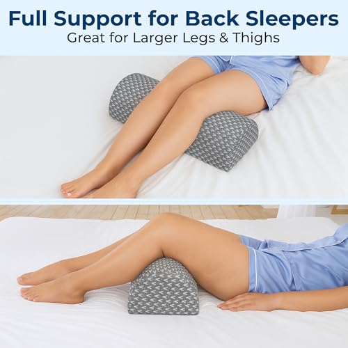 Image of 5 STARS UNITED Knee Pillow for Back Sleeping - Large Half Moon Bolster Pillow for Legs, Under Knee Pillow for Sleeping on Back, Memory Foam Leg Pillow for Back Pain, Gray