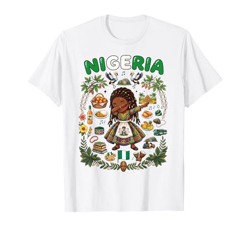 Dabbing Nigeria Girl Flag Dress Jollof Rice Pride Heritage T-Shirt